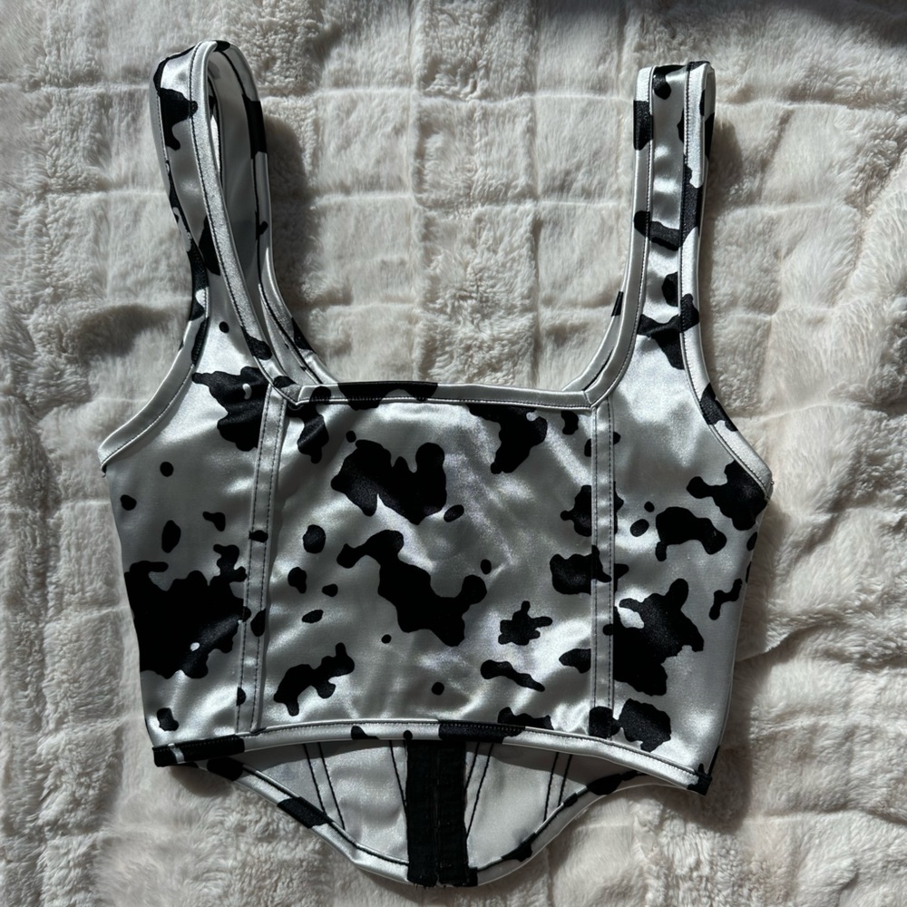Motel Rocks Cow Print Corset - Picture 2 of 3